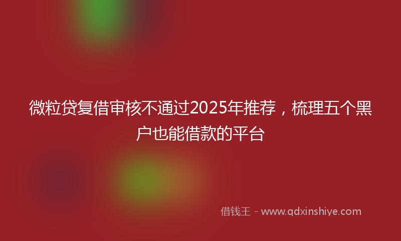 微粒贷复借审核不通过2025年推荐，梳理五个黑户也能借款的平台