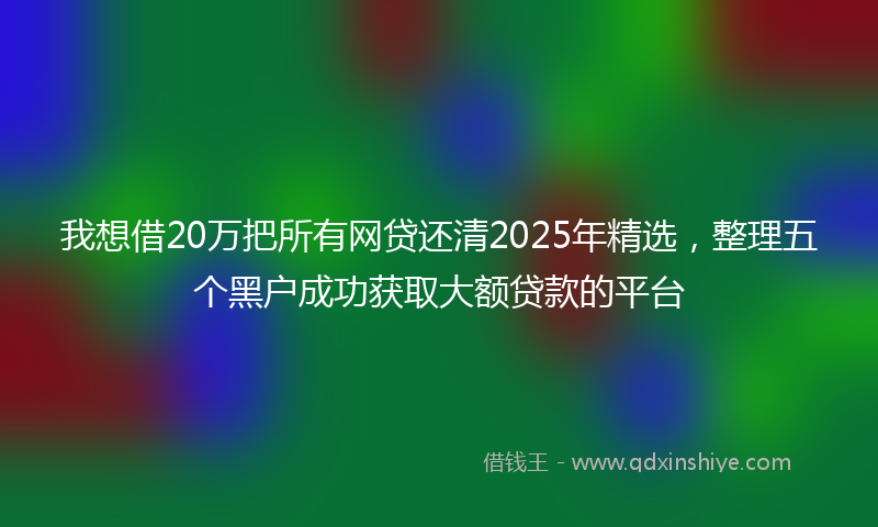 我想借20万把所有网贷还清2025年精选，整理五个黑户成功获取大额贷款的平台
