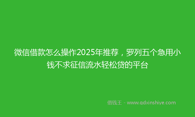 微信借款怎么操作2025年推荐，罗列五个急用小钱不求征信流水轻松贷的平台