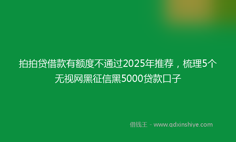 拍拍贷借款有额度不通过2025年推荐，梳理5个无视网黑征信黑5000贷款口子