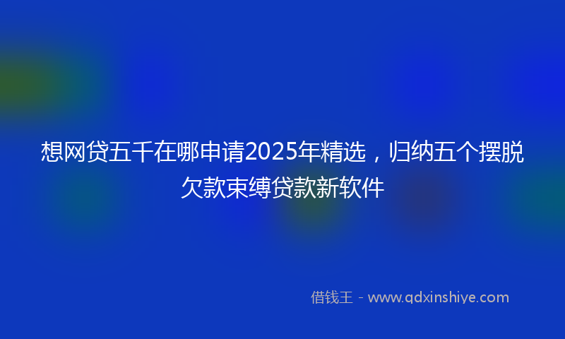 想网贷五千在哪申请2025年精选，归纳五个摆脱欠款束缚贷款新软件