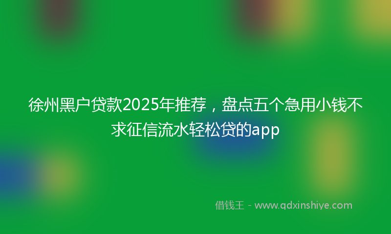 徐州黑户贷款2025年推荐，盘点五个急用小钱不求征信流水轻松贷的app