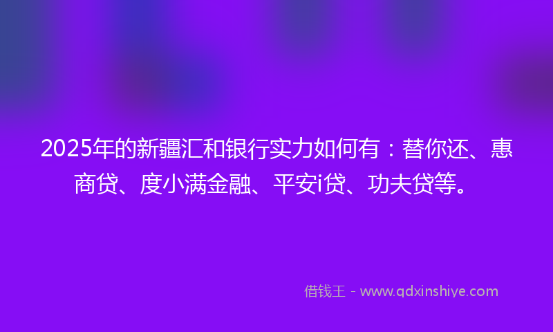 2025年的新疆汇和银行实力如何有：替你还、惠商贷、度小满金融、平安i贷、功夫贷等。