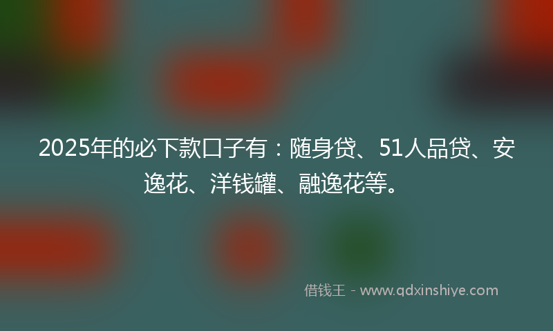 2025年的必下款口子有：随身贷、51人品贷、安逸花、洋钱罐、融逸花等。
