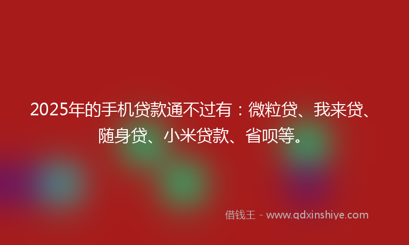 2025年的手机贷款通不过有：微粒贷、我来贷、随身贷、小米贷款、省呗等。