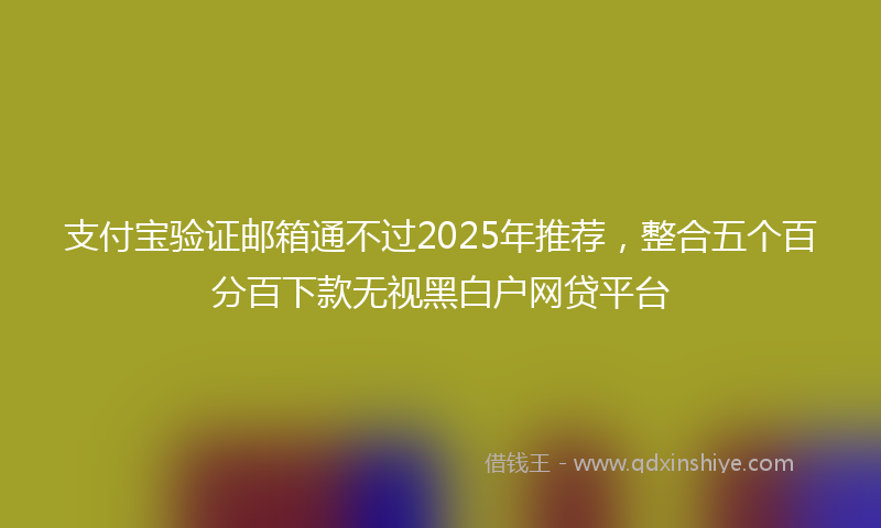 支付宝验证邮箱通不过2025年推荐，整合五个百分百下款无视黑白户网贷平台