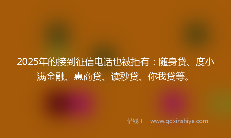 2025年的接到征信电话也被拒有：随身贷、度小满金融、惠商贷、读秒贷、你我贷等。