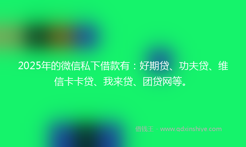 2025年的微信私下借款有：好期贷、功夫贷、维信卡卡贷、我来贷、团贷网等。
