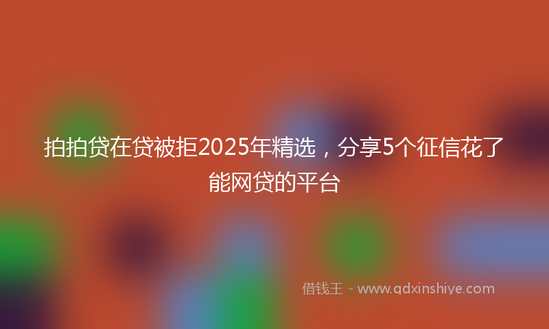 拍拍贷在贷被拒2025年精选，分享5个征信花了能网贷的平台