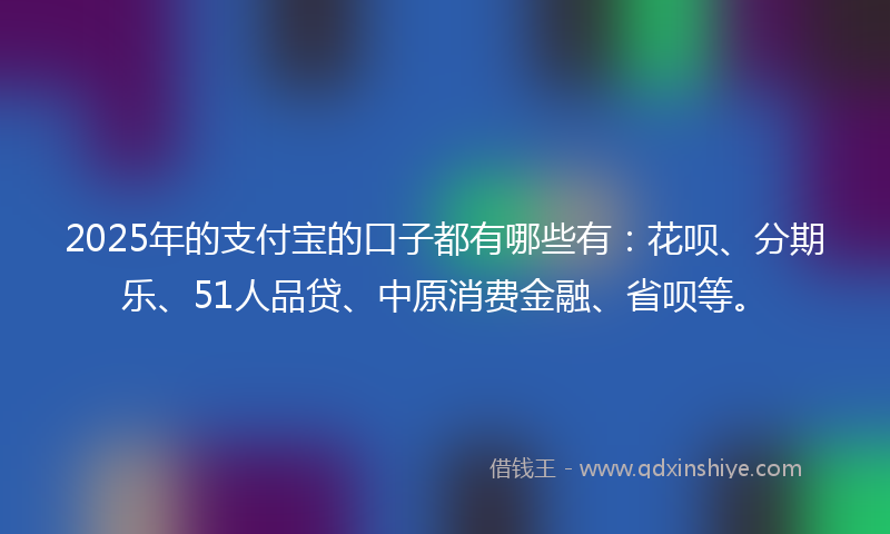 2025年的支付宝的口子都有哪些有：花呗、分期乐、51人品贷、中原消费金融、省呗等。
