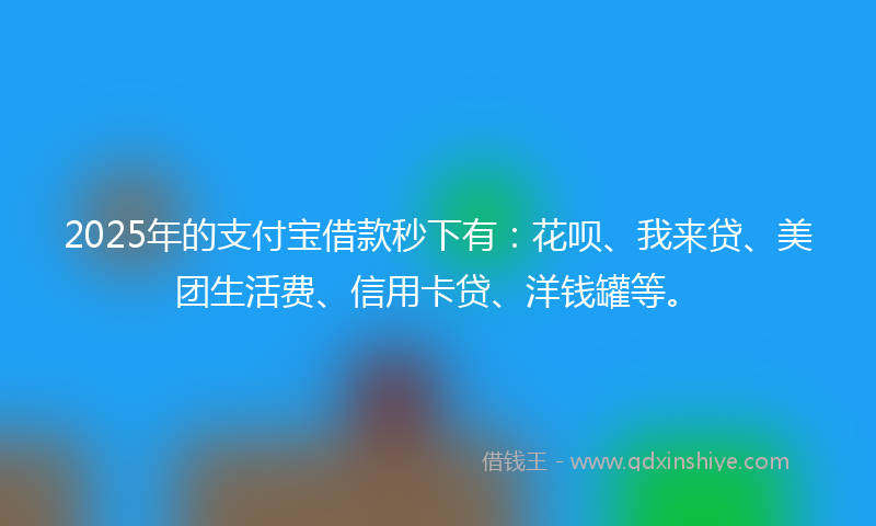2025年的支付宝借款秒下有：花呗、我来贷、美团生活费、信用卡贷、洋钱罐等。