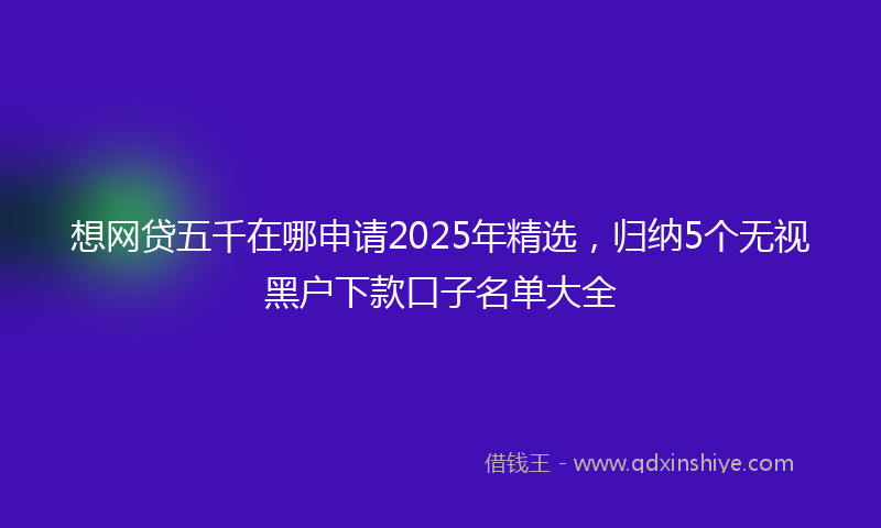 想网贷五千在哪申请2025年精选，归纳5个无视黑户下款口子名单大全