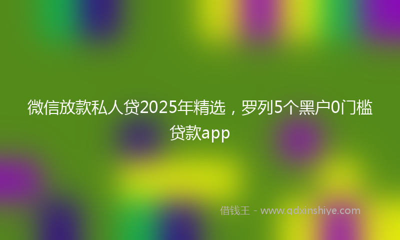 微信放款私人贷2025年精选，罗列5个黑户0门槛贷款app