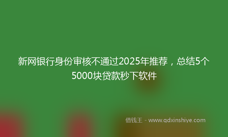 新网银行身份审核不通过2025年推荐，总结5个5000块贷款秒下软件