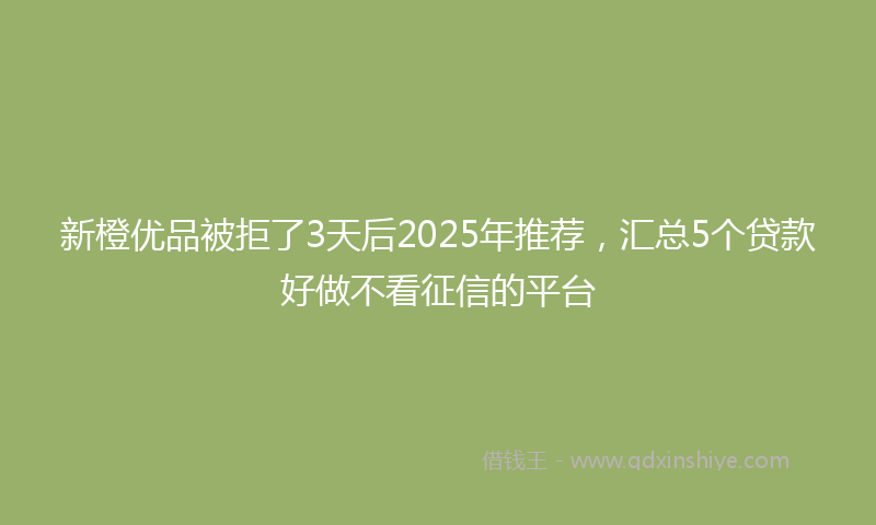 新橙优品被拒了3天后2025年推荐，汇总5个贷款好做不看征信的平台