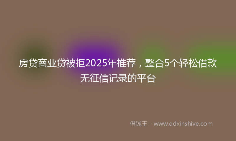 房贷商业贷被拒2025年推荐，整合5个轻松借款无征信记录的平台