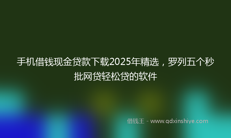 手机借钱现金贷款下载2025年精选，罗列五个秒批网贷轻松贷的软件