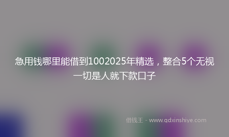 急用钱哪里能借到1002025年精选，整合5个无视一切是人就下款口子