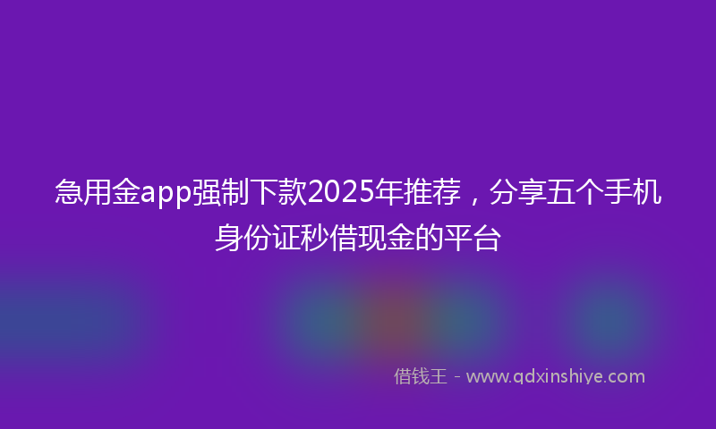 急用金app强制下款2025年推荐，分享五个手机身份证秒借现金的平台