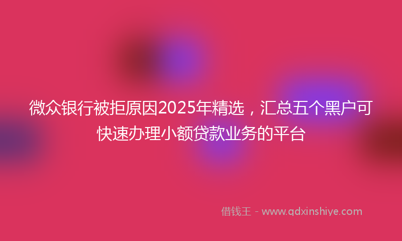 微众银行被拒原因2025年精选，汇总五个黑户可快速办理小额贷款业务的平台