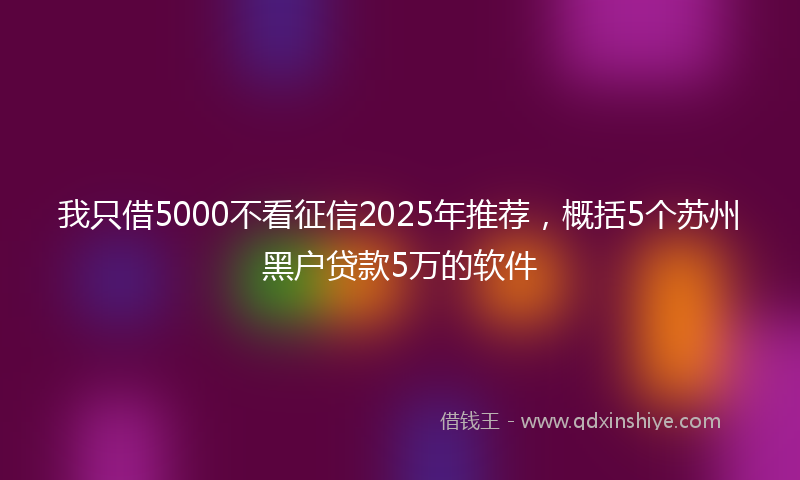 我只借5000不看征信2025年推荐，概括5个苏州黑户贷款5万的软件