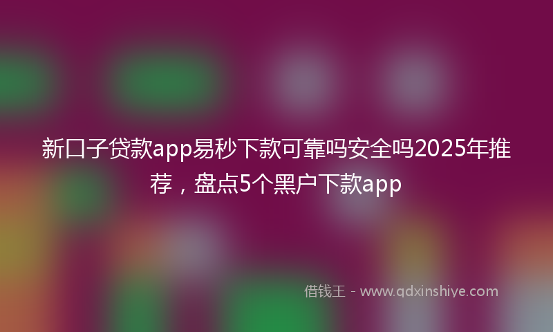 新口子贷款app易秒下款可靠吗安全吗2025年推荐，盘点5个黑户下款app