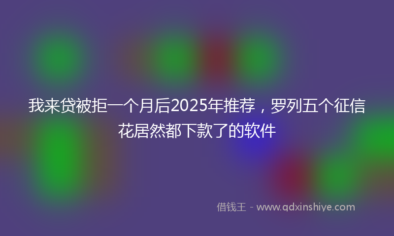 我来贷被拒一个月后2025年推荐，罗列五个征信花居然都下款了的软件
