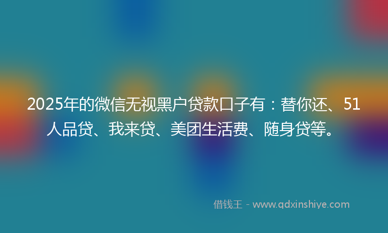 2025年的微信无视黑户贷款口子有：替你还、51人品贷、我来贷、美团生活费、随身贷等。