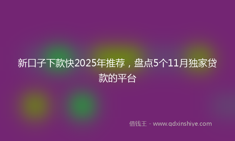 新口子下款快2025年推荐，盘点5个11月独家贷款的平台