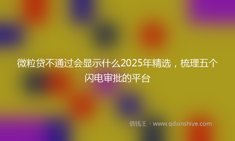 微粒贷不通过会显示什么2025年精选，梳理五个闪电审批的平台