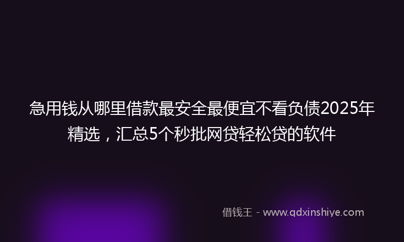急用钱从哪里借款最安全最便宜不看负债2025年精选，汇总5个秒批网贷轻松贷的软件