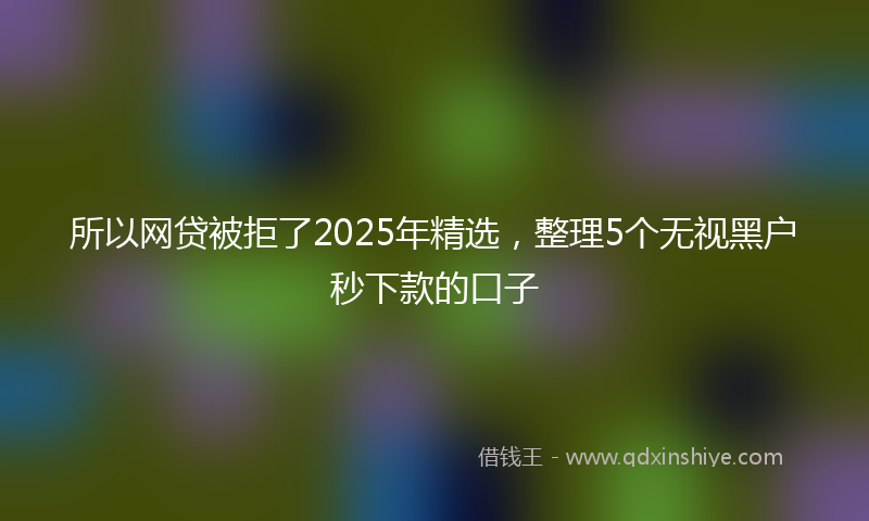 所以网贷被拒了2025年精选，整理5个无视黑户秒下款的口子