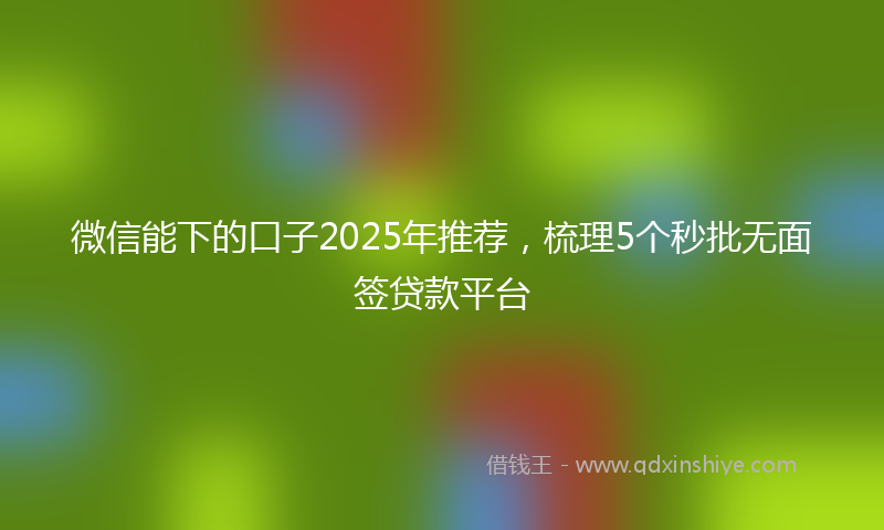 微信能下的口子2025年推荐，梳理5个秒批无面签贷款平台