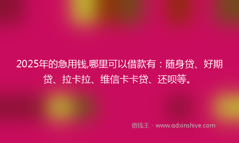 2025年的急用钱,哪里可以借款有：随身贷、好期贷、拉卡拉、维信卡卡贷、还呗等。