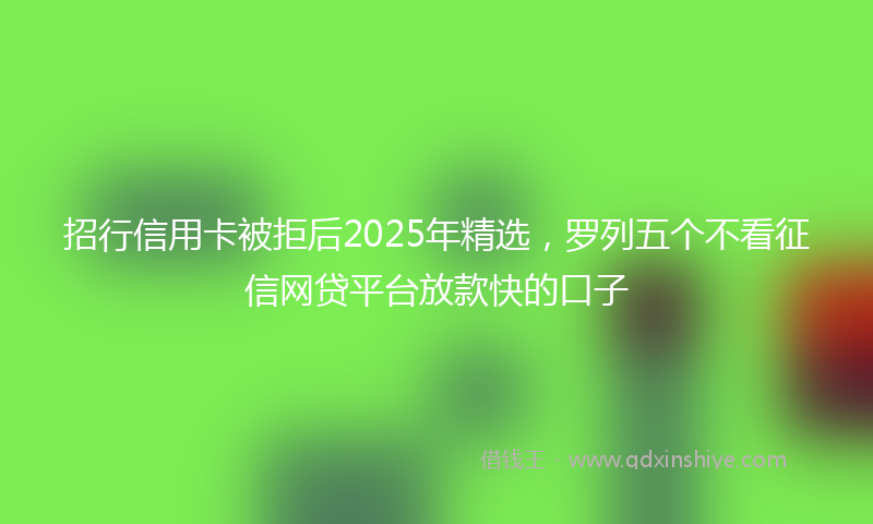 招行信用卡被拒后2025年精选，罗列五个不看征信网贷平台放款快的口子