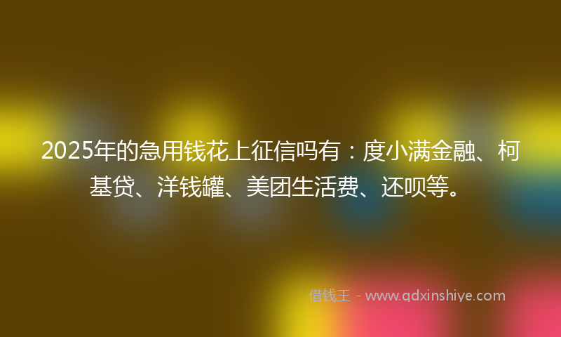 2025年的急用钱花上征信吗有：度小满金融、柯基贷、洋钱罐、美团生活费、还呗等。