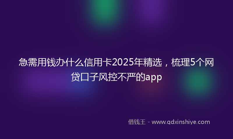 急需用钱办什么信用卡2025年精选，梳理5个网贷口子风控不严的app