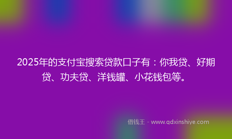 2025年的支付宝搜索贷款口子有：你我贷、好期贷、功夫贷、洋钱罐、小花钱包等。