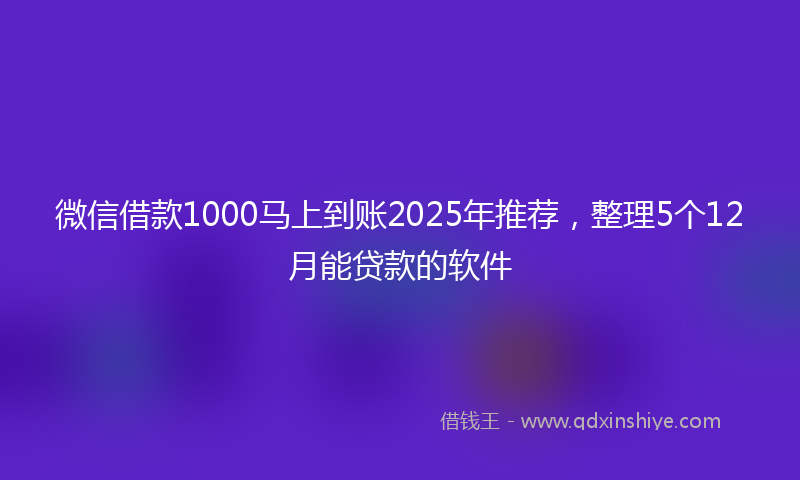 微信借款1000马上到账2025年推荐，整理5个12月能贷款的软件