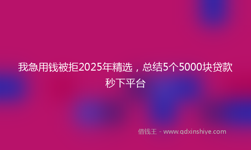 我急用钱被拒2025年精选，总结5个5000块贷款秒下平台