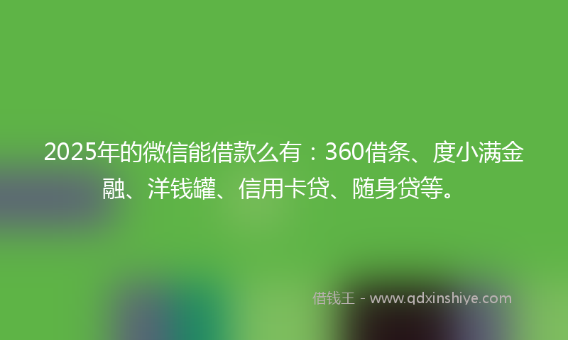 2025年的微信能借款么有：360借条、度小满金融、洋钱罐、信用卡贷、随身贷等。