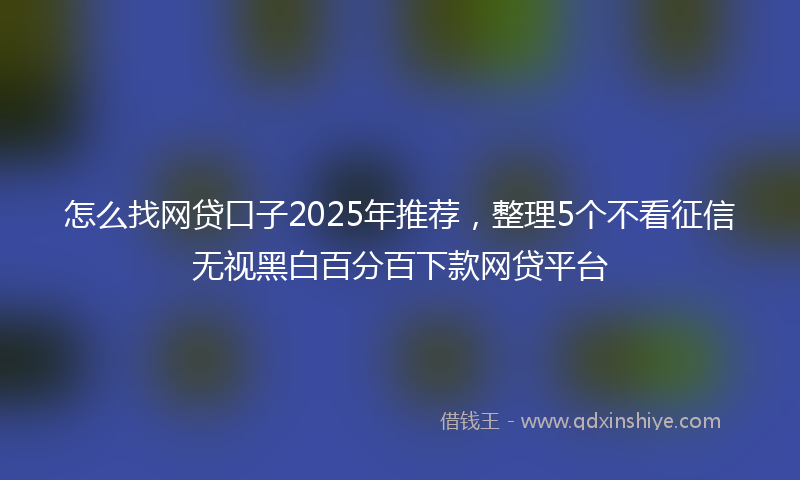 怎么找网贷口子2025年推荐，整理5个不看征信无视黑白百分百下款网贷平台