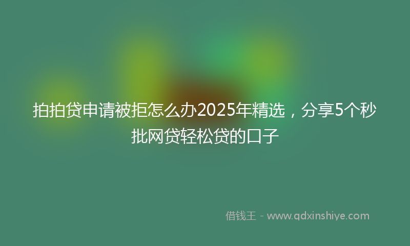 拍拍贷申请被拒怎么办2025年精选，分享5个秒批网贷轻松贷的口子