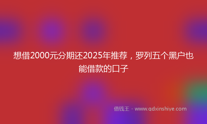 想借2000元分期还2025年推荐，罗列五个黑户也能借款的口子