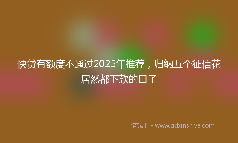 快贷有额度不通过2025年推荐，归纳五个征信花居然都下款的口子