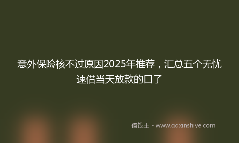 意外保险核不过原因2025年推荐，汇总五个无忧速借当天放款的口子