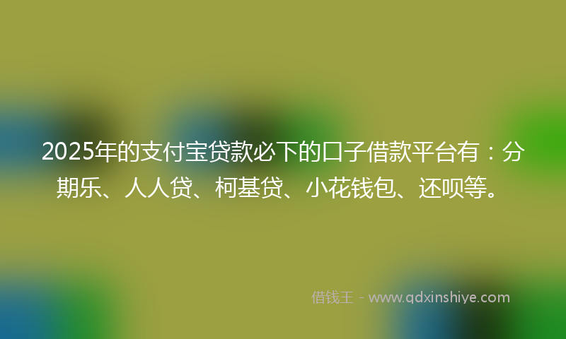 2025年的支付宝贷款必下的口子借款平台有：分期乐、人人贷、柯基贷、小花钱包、还呗等。