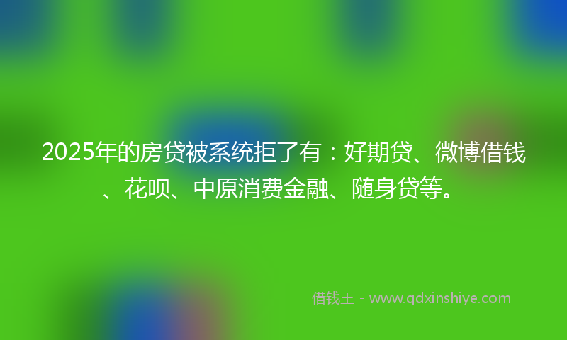 2025年的房贷被系统拒了有：好期贷、微博借钱、花呗、中原消费金融、随身贷等。