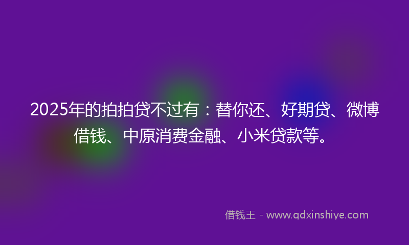2025年的拍拍贷不过有：替你还、好期贷、微博借钱、中原消费金融、小米贷款等。