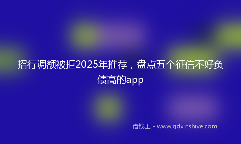 招行调额被拒2025年推荐，盘点五个征信不好负债高的app
